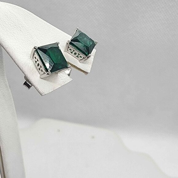 NEW Sterling Silver 925 Green GemStone Studs  - Earrings - Picture 3 of 4